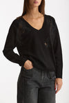 Maglia scollo a V applicazioni nero women Ermanno firenze - 1