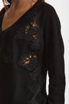 Maglia scollo a V applicazioni nero women Ermanno firenze - 2