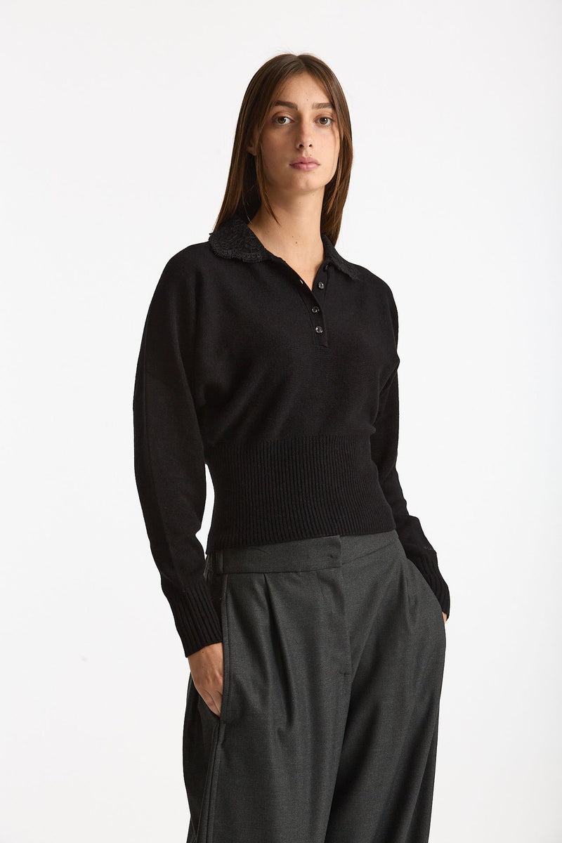 Maglia polo slim nero women Ermanno firenze - 1