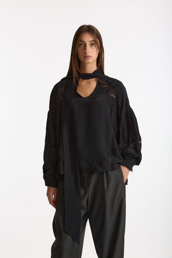 Camicia fluida nero women Ermanno firenze