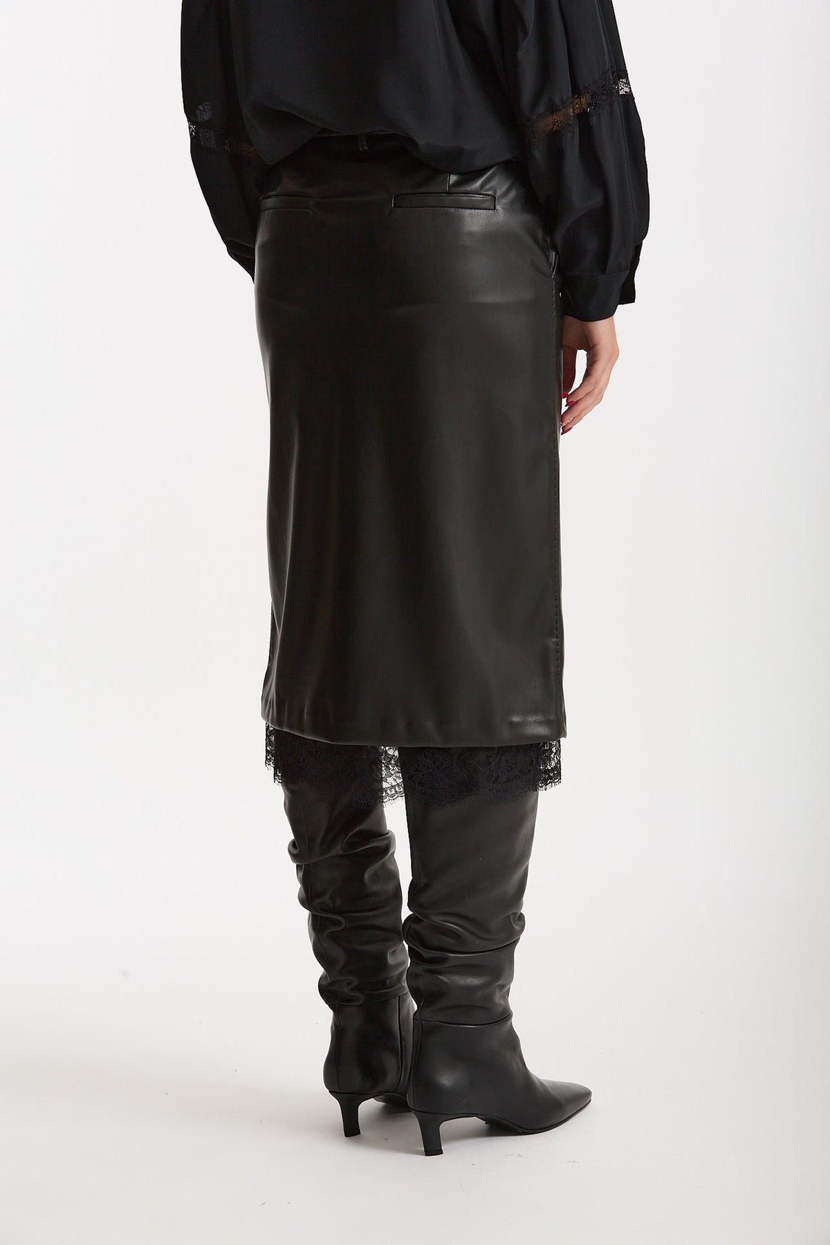 Gonna midi in eco-pelle nero women Ermanno firenze - 4
