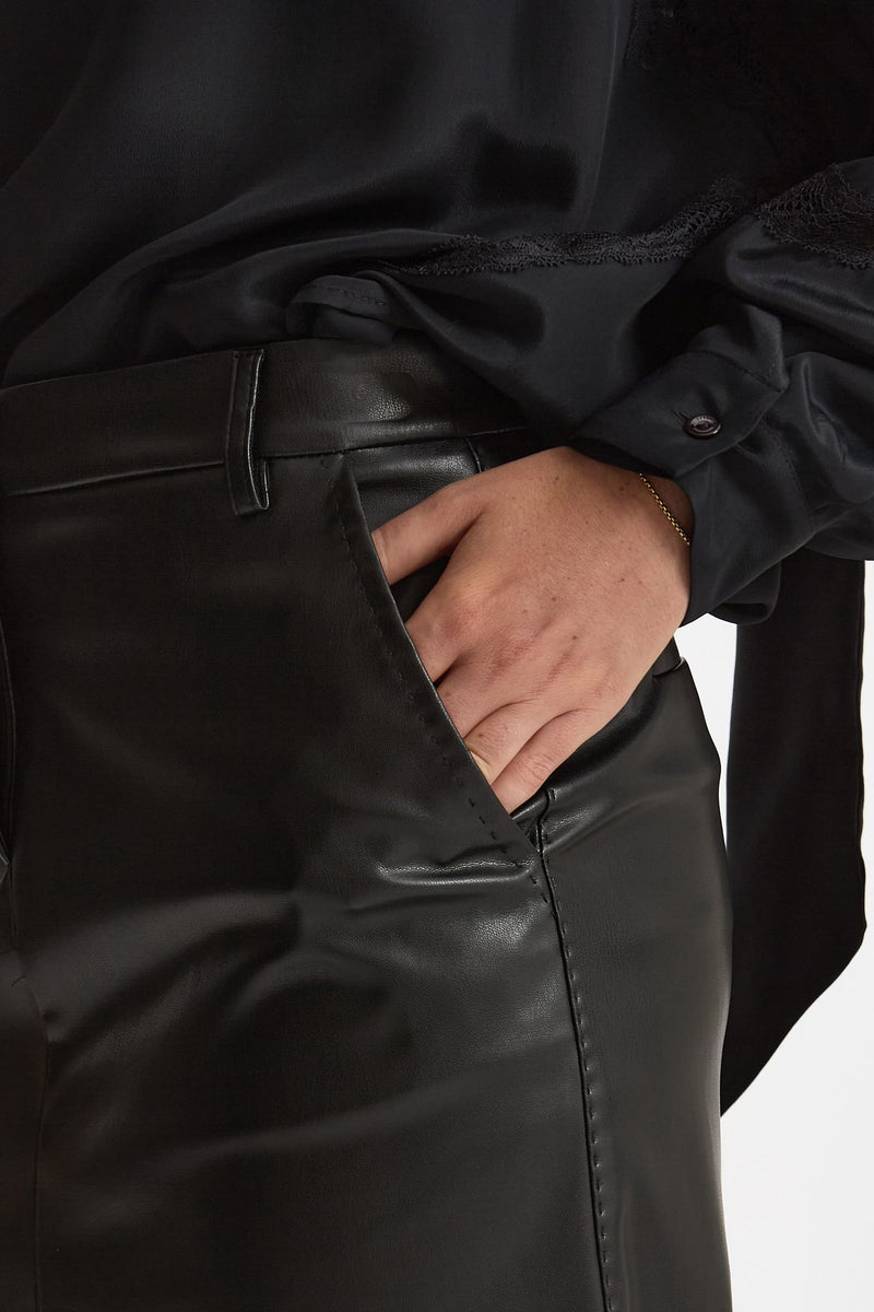 Gonna midi in eco-pelle nero women Ermanno firenze - 7