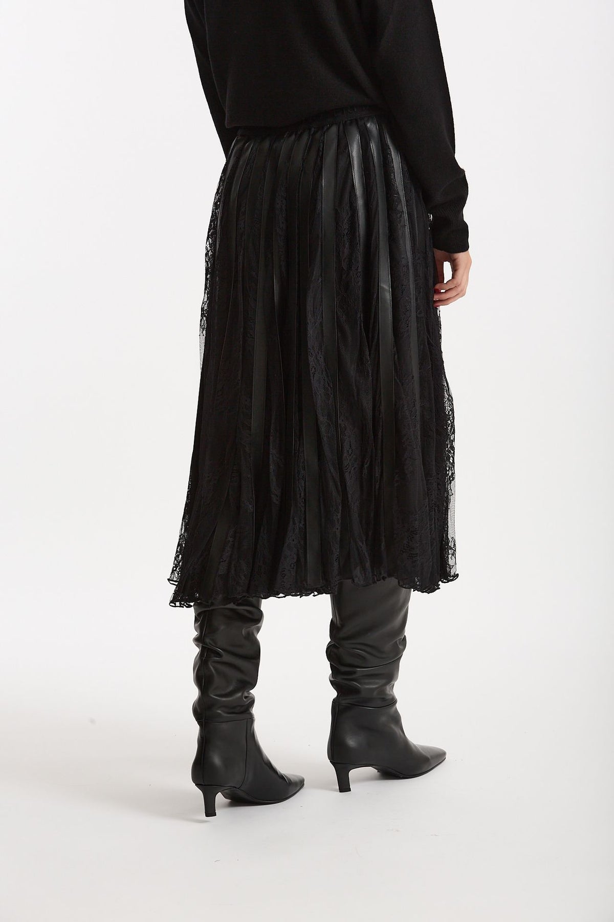 Gonna plissé con inserti in pizzo nero women Ermanno firenze - 4