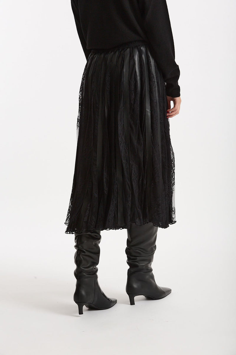 Gonna plissé con inserti in pizzo nero women Ermanno firenze - 4