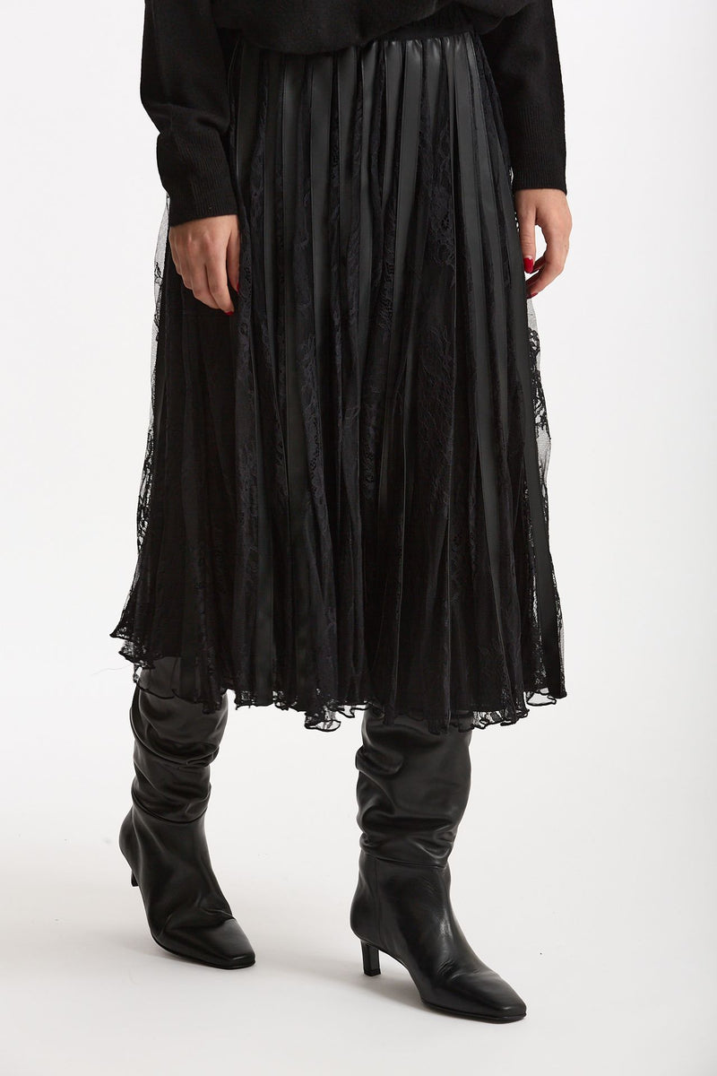 Gonna plissé con inserti in pizzo nero women Ermanno firenze - 5