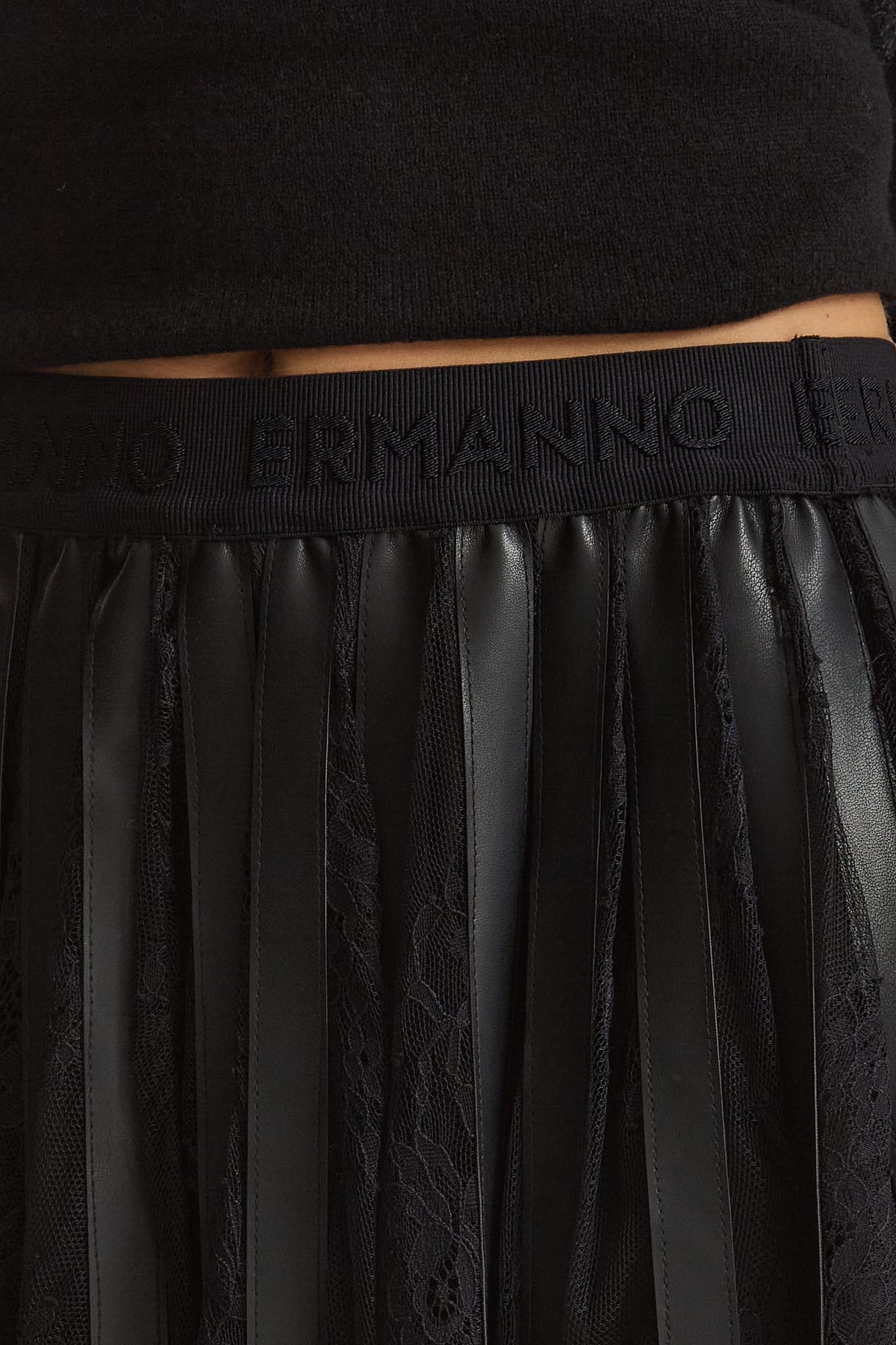 Gonna plissé con inserti in pizzo nero women Ermanno firenze - 6