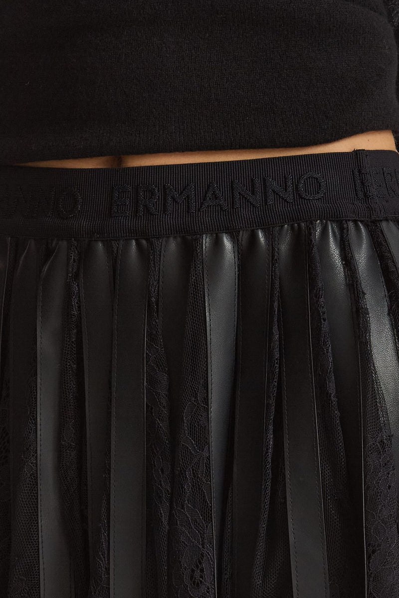 Gonna plissé con inserti in pizzo nero women Ermanno firenze - 6