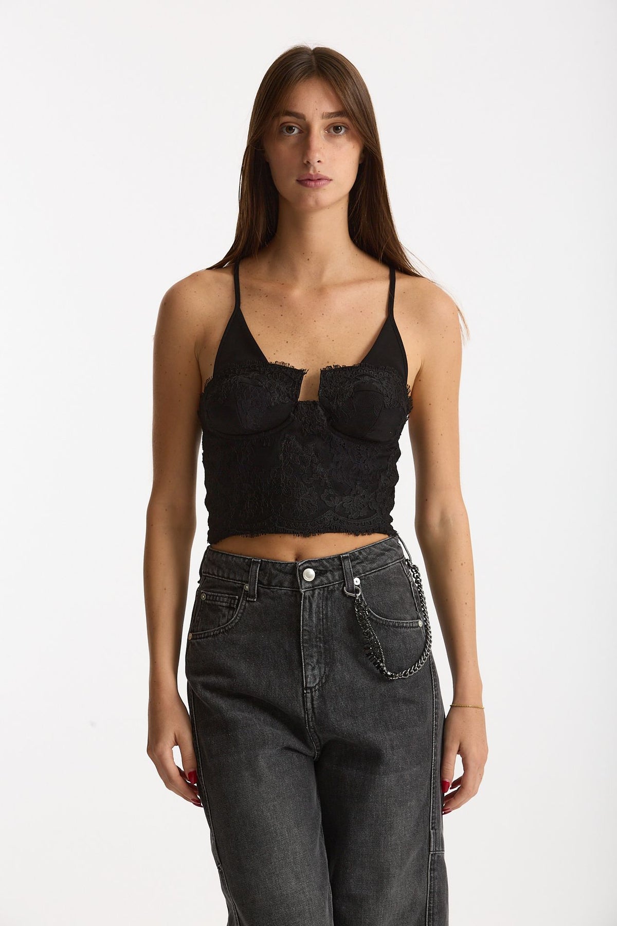 Top bustino con dettagli in pizzo nero women Ermanno firenze - 2