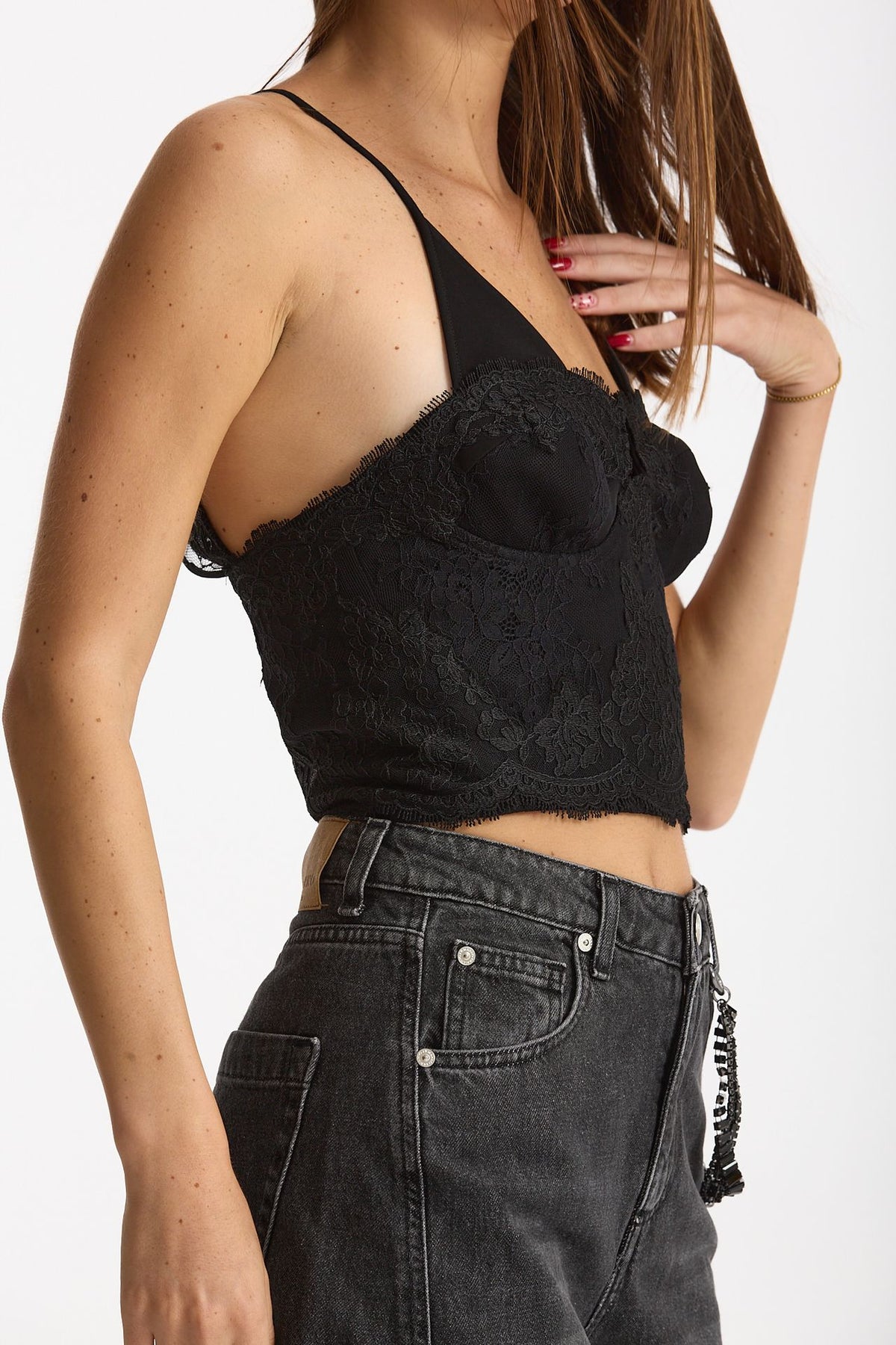 Top bustino con dettagli in pizzo nero women Ermanno firenze - 4