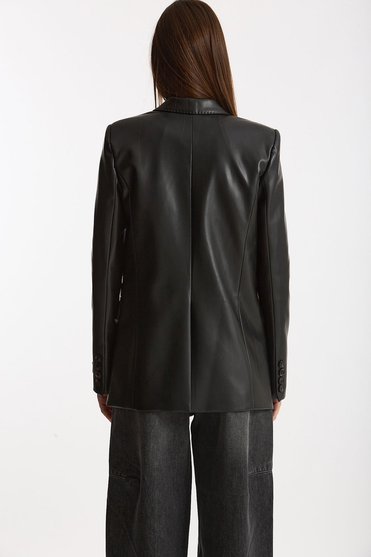 Giacca doppiopetto in ecopelle nero women Ermanno firenze - 5