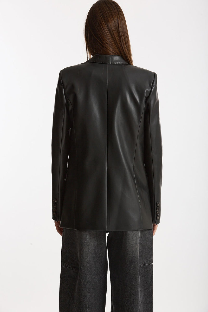 Giacca doppiopetto in ecopelle nero women Ermanno firenze - 5