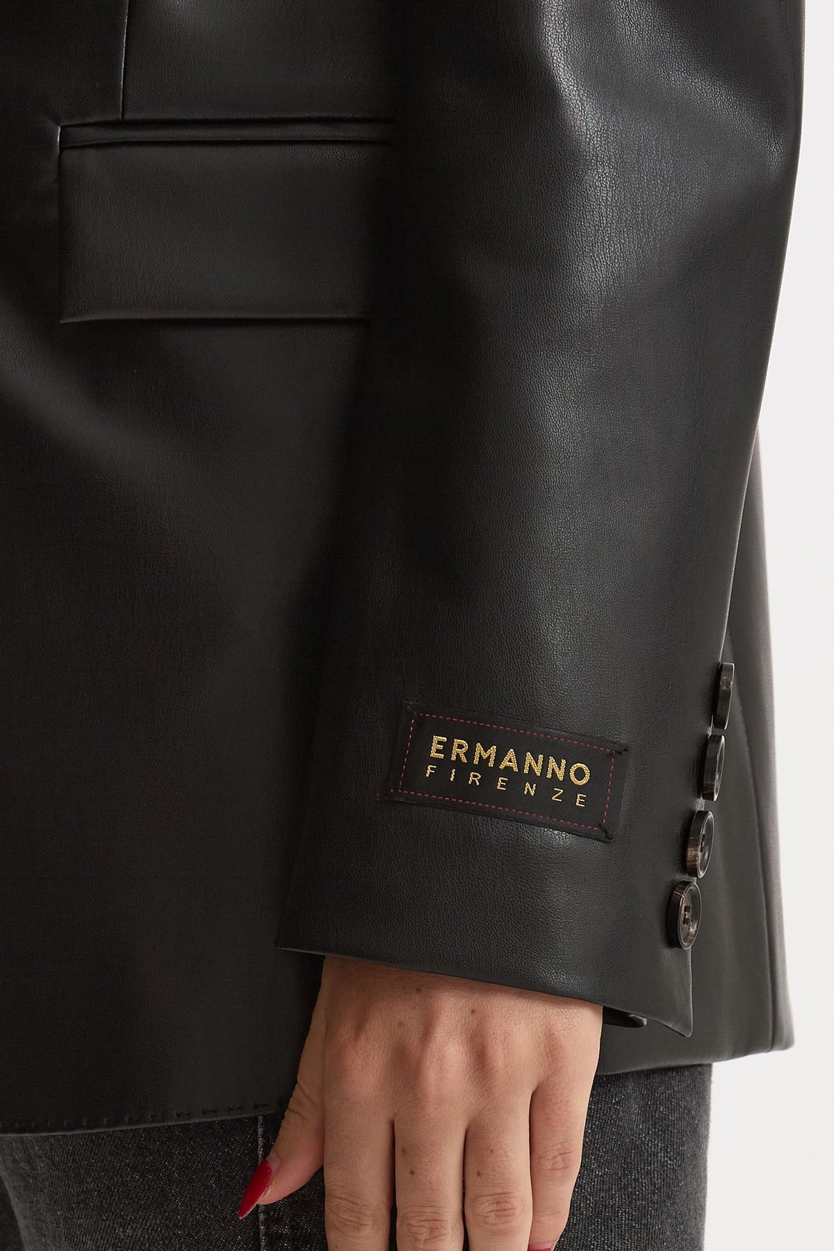 Giacca doppiopetto in ecopelle nero women Ermanno firenze - 8
