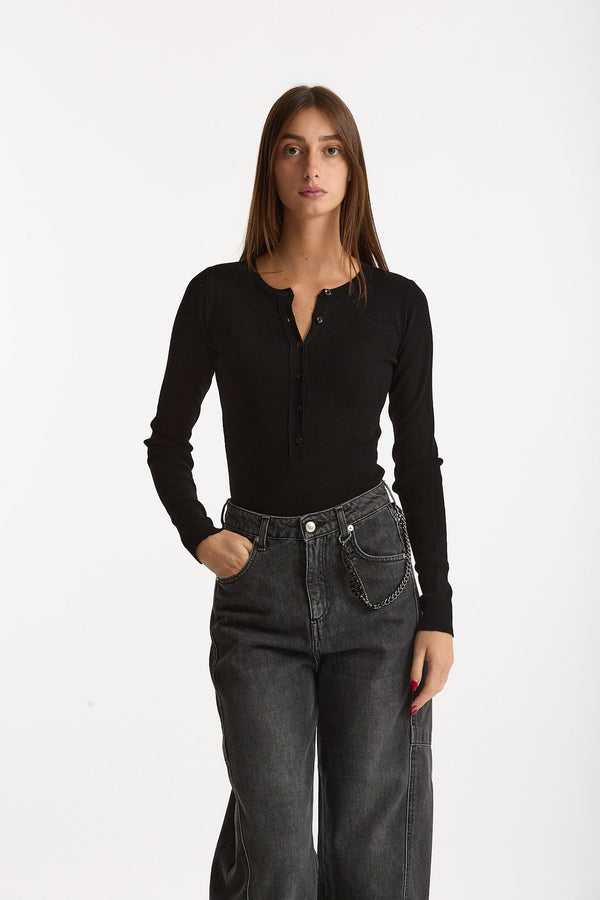 Maglia girocollo body nero women Ermanno firenze