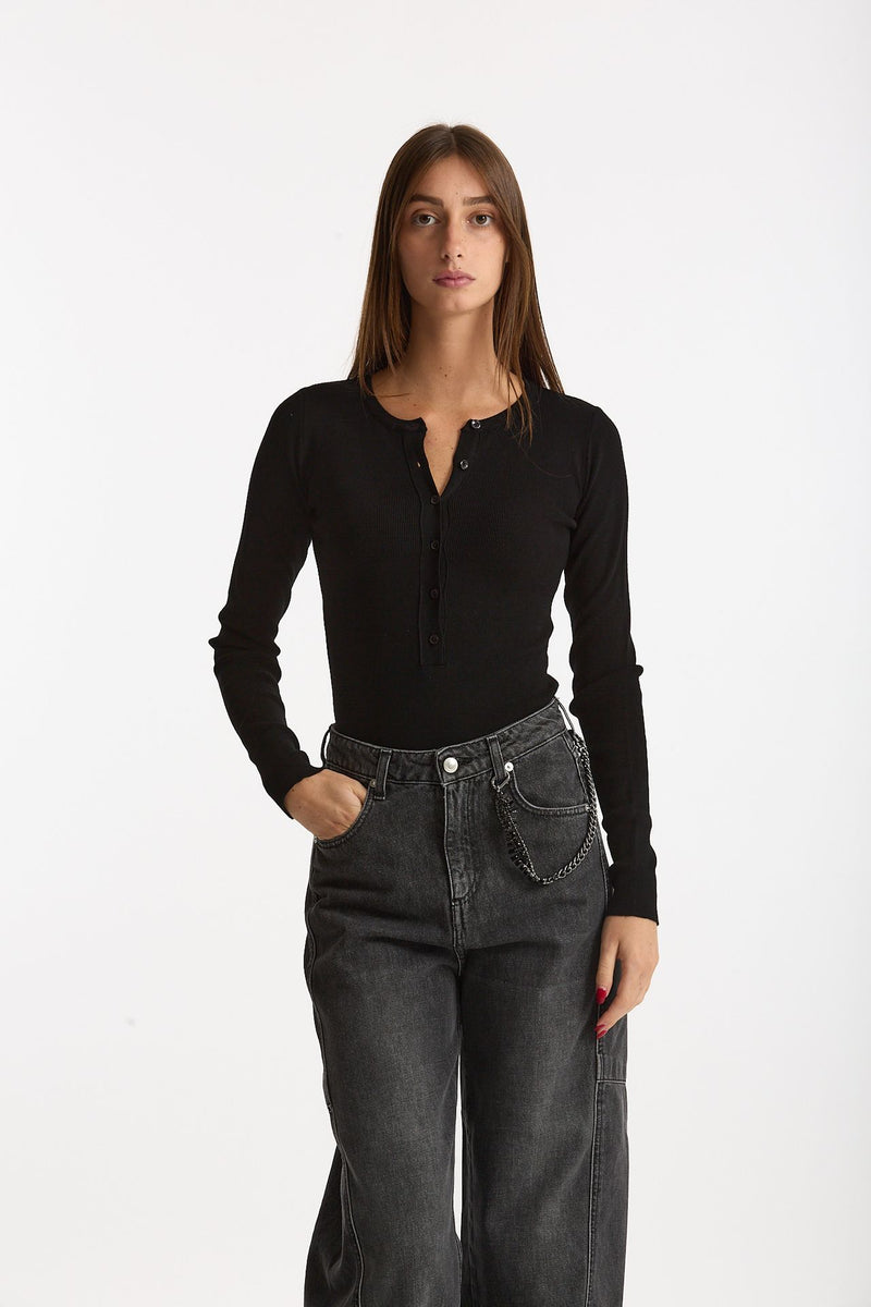 Maglia girocollo body nero women Ermanno firenze - 1