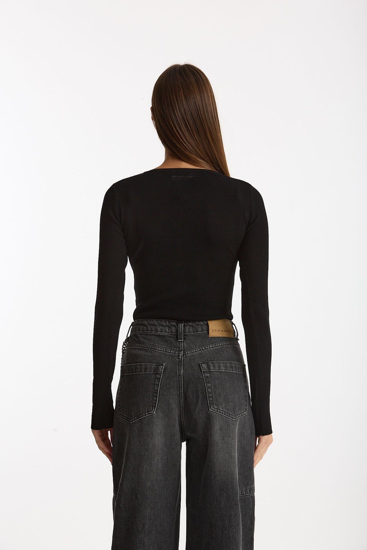 Maglia girocollo body nero women Ermanno firenze - 3