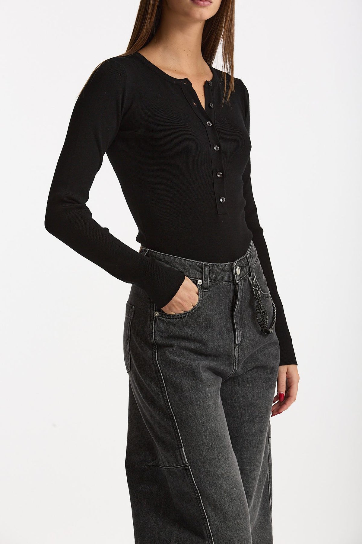 Maglia girocollo body nero women Ermanno firenze - 4
