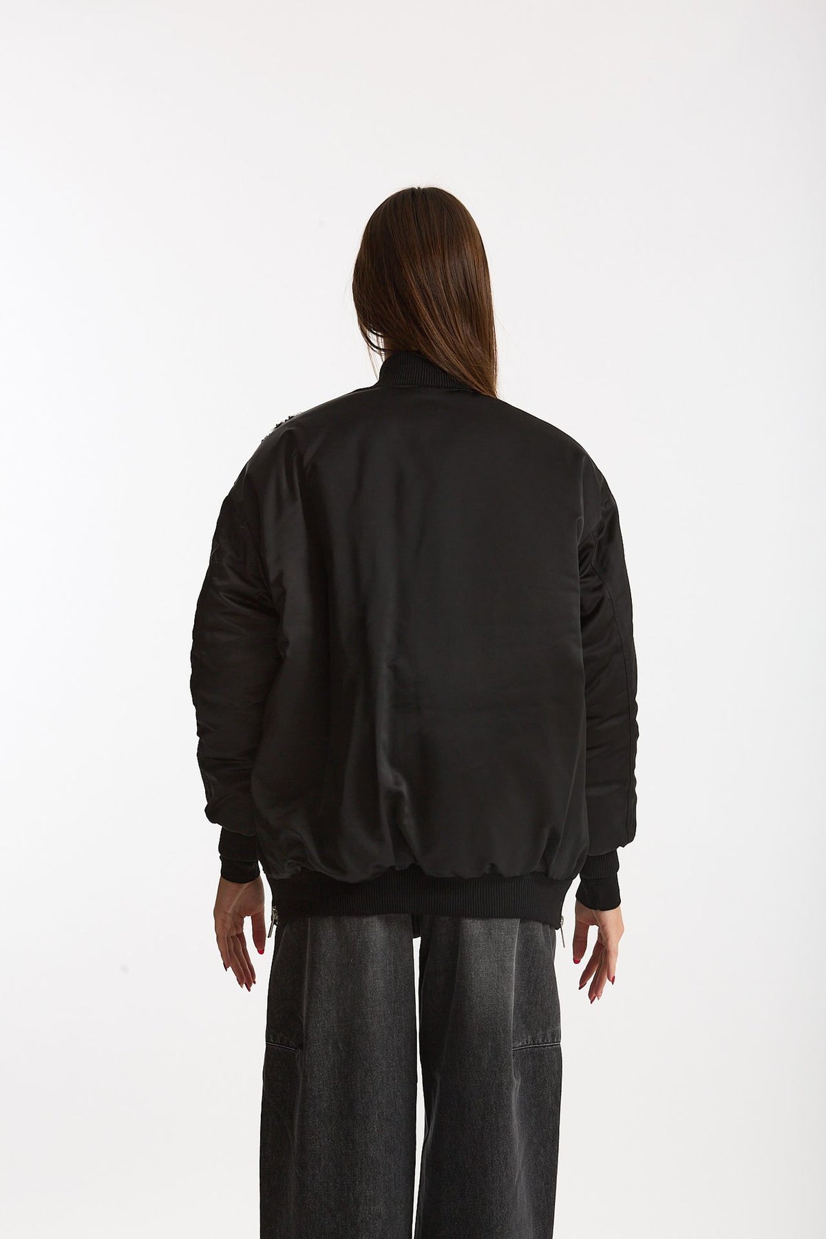 Bomber imbottito in raso con ricami gioiello nero women Ermanno firenze - 3