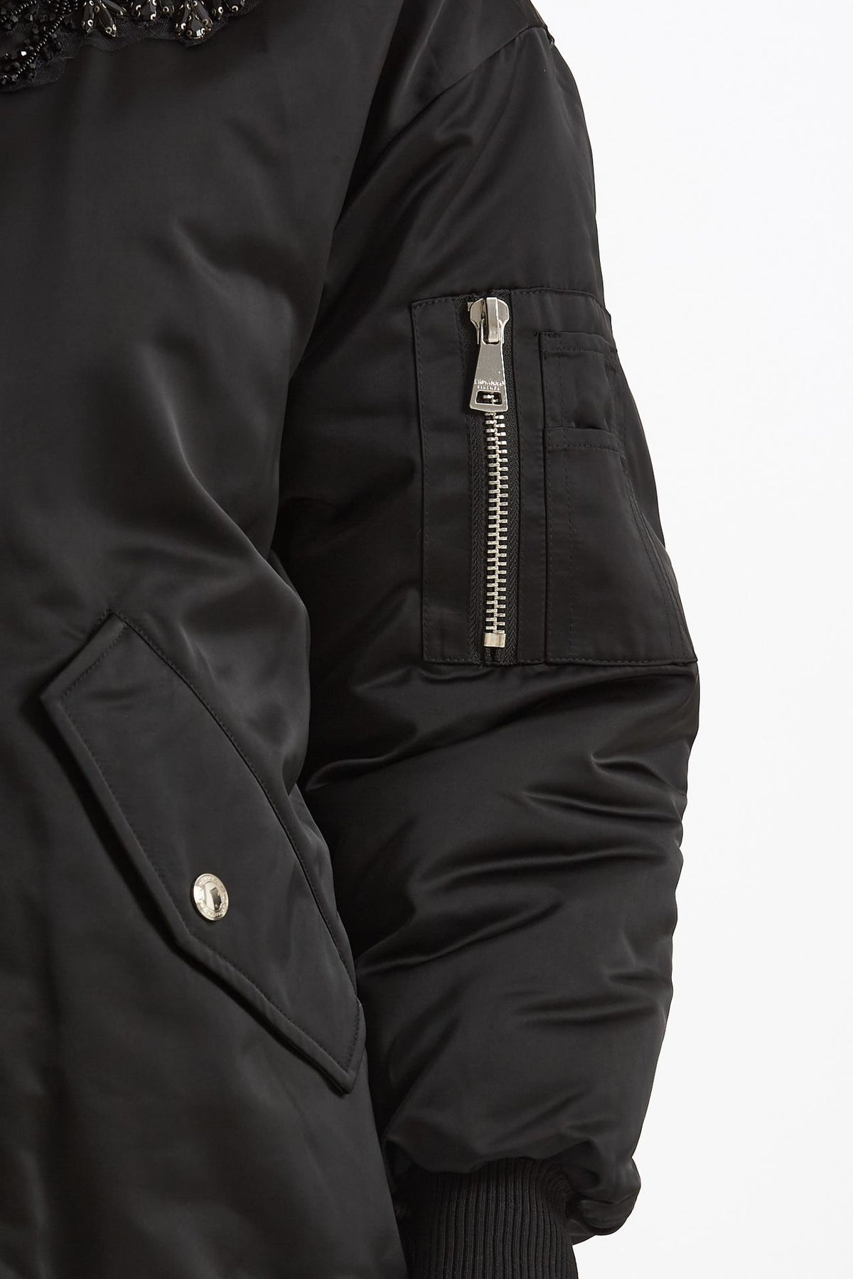 Bomber imbottito in raso con ricami gioiello nero women Ermanno firenze - 9
