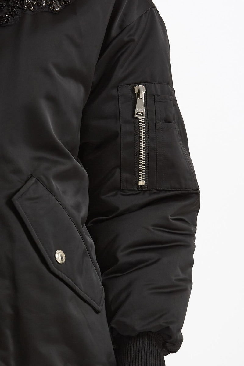 Bomber imbottito in raso con ricami gioiello nero women Ermanno firenze - 9