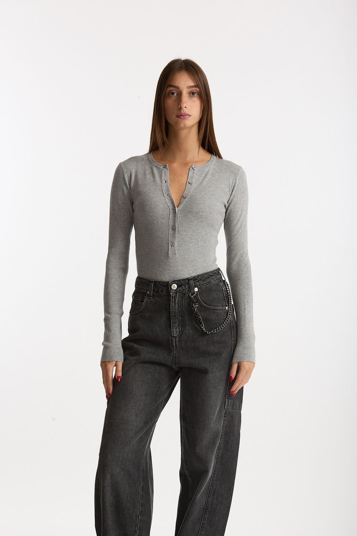 Maglia body girocollo grigio women Ermanno firenze - 1
