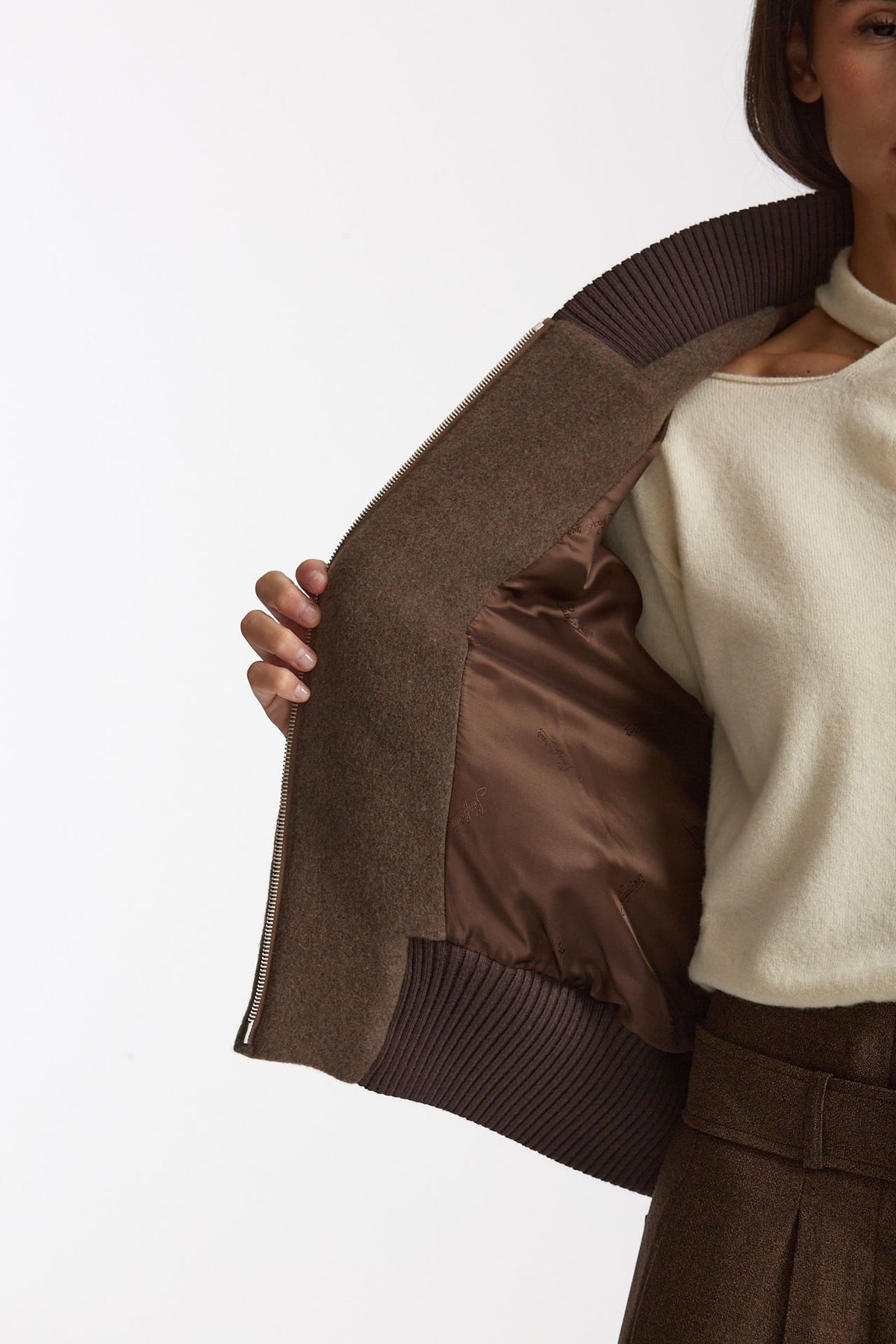 Bomber over crop marrone fango women Seafarer - 5