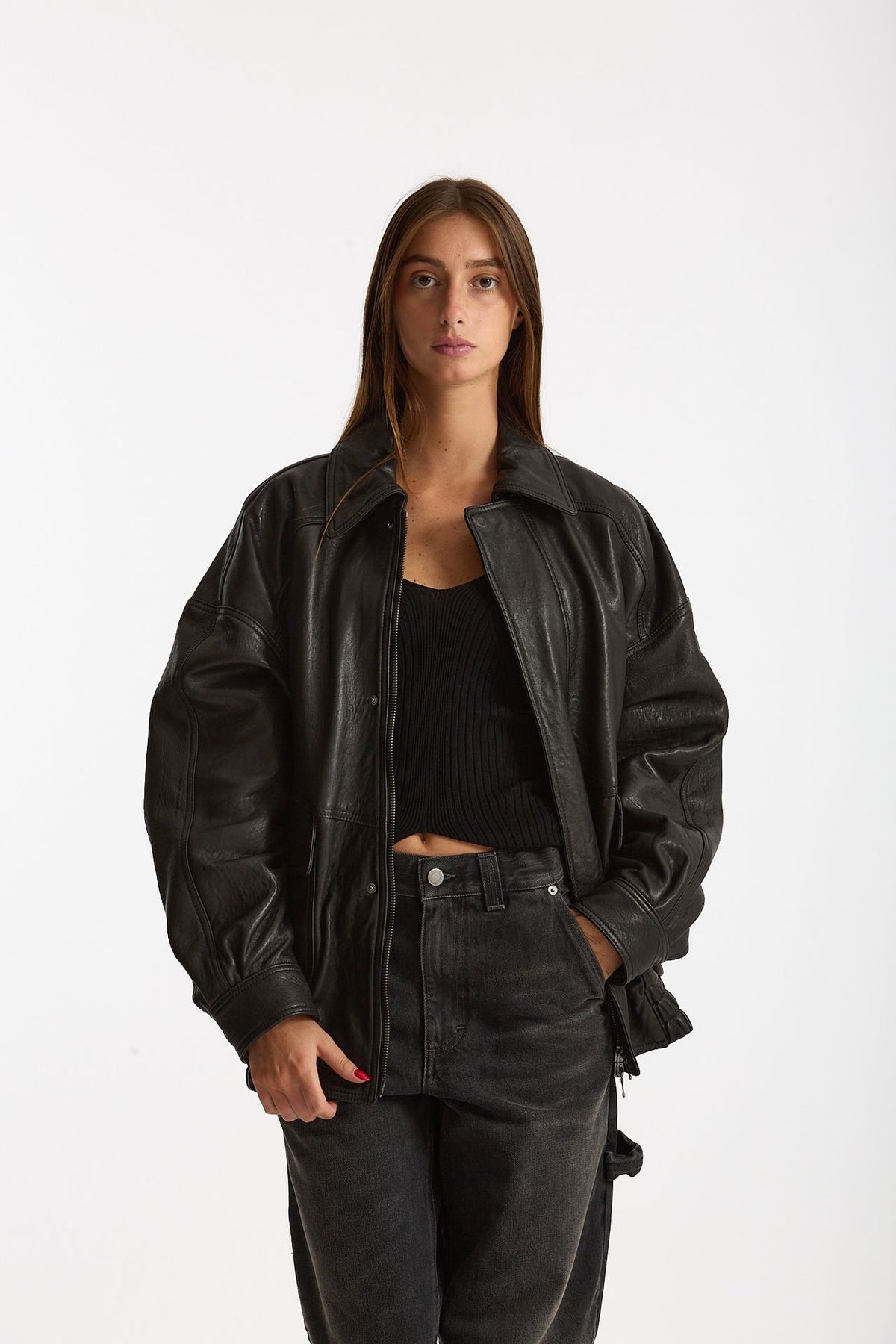 Giubbino over in pelle nero women Myskin - 1