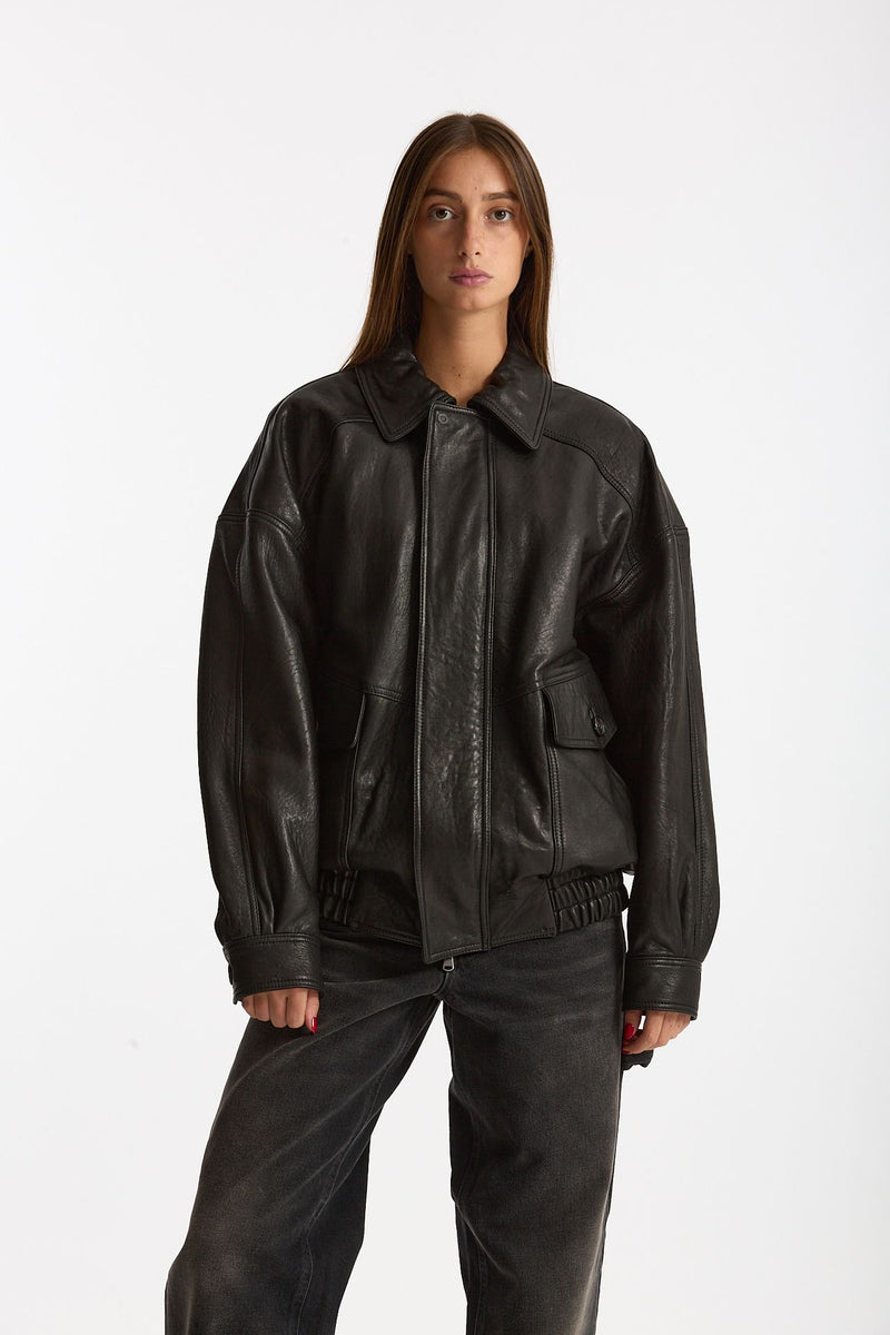 Giubbino over in pelle nero women Myskin - 7