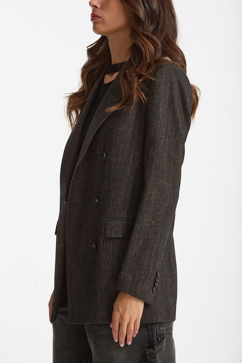 Blazer over JASMINE spigato nero e panna women Tagliatore - 3