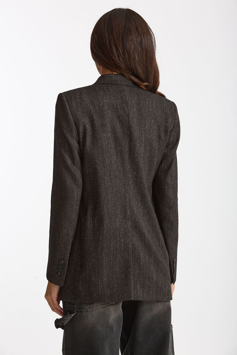 Blazer over JASMINE spigato nero e panna women Tagliatore - 7