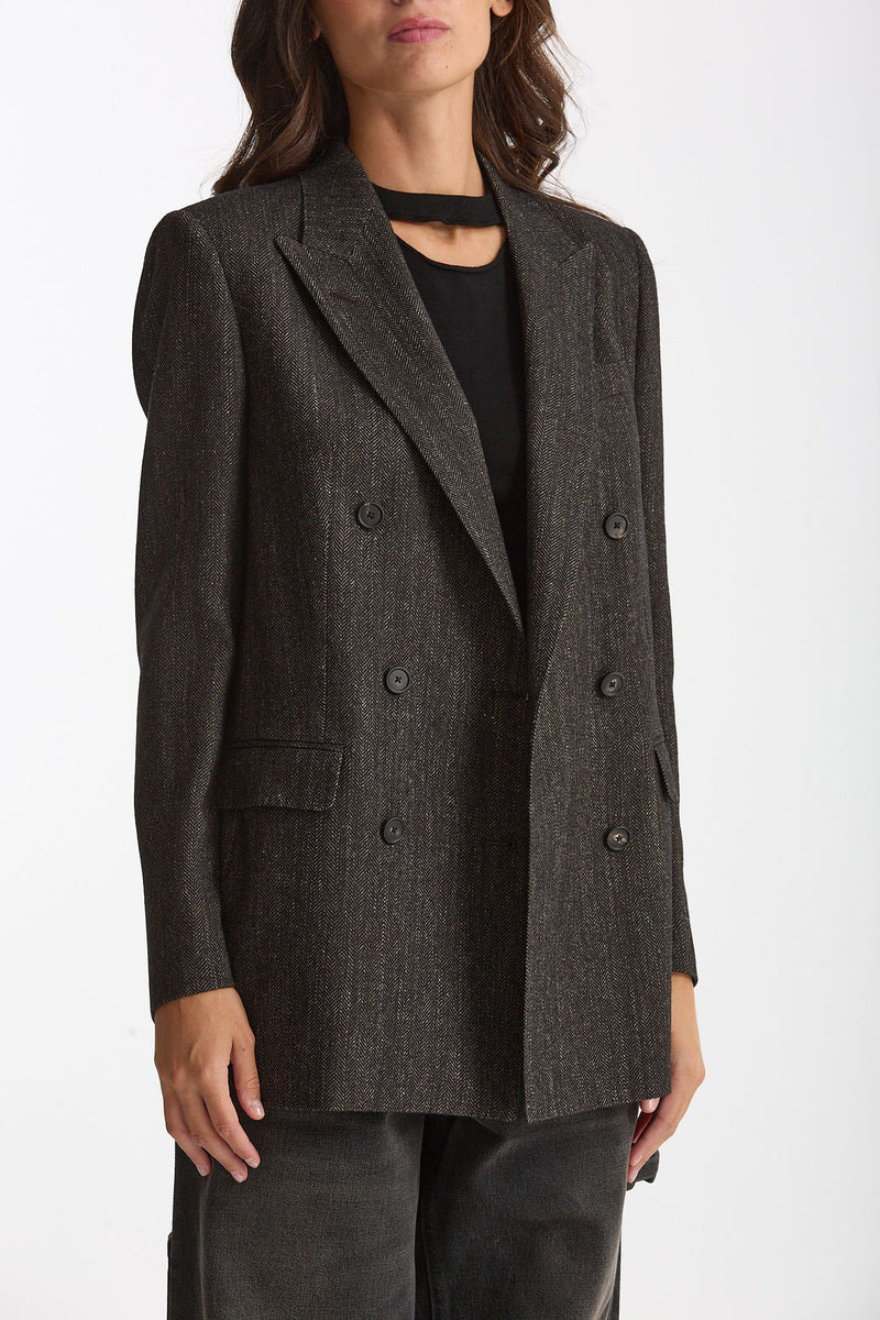 Blazer over JASMINE spigato nero e panna women Tagliatore - 4
