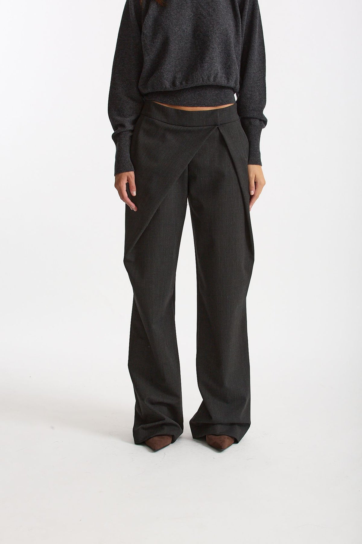 Pantalone con sormonto antracite women Federica tosi - 1