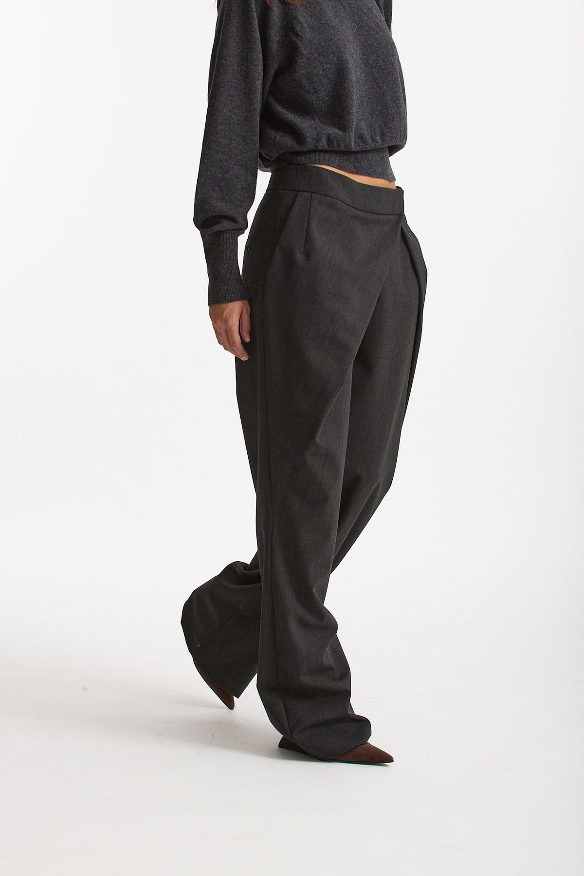 Pantalone con sormonto antracite women Federica tosi - 4