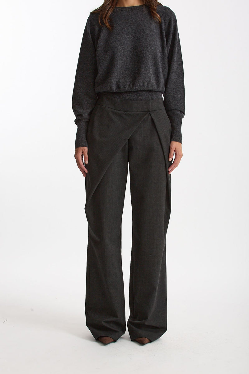 Pantalone con sormonto antracite women Federica tosi - 5