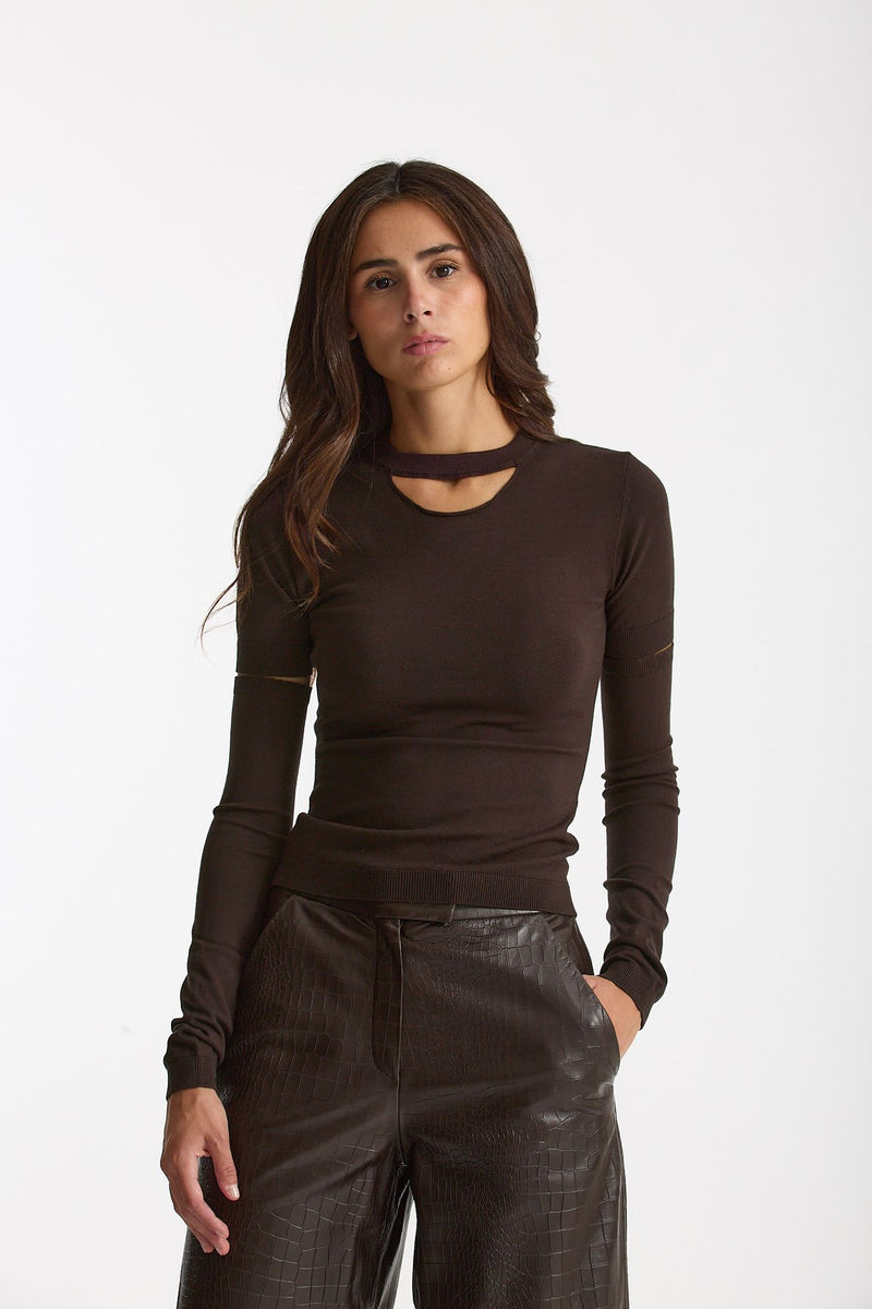 Maglia con manicotti marrone women Federica tosi - 1