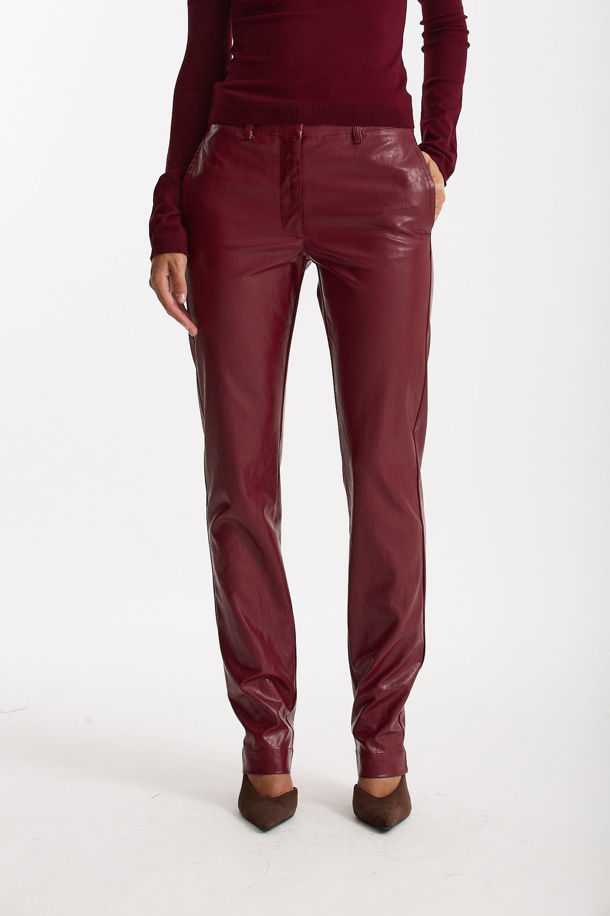 Pantalone slim in ecopelle bordeaux women Federica tosi - 2