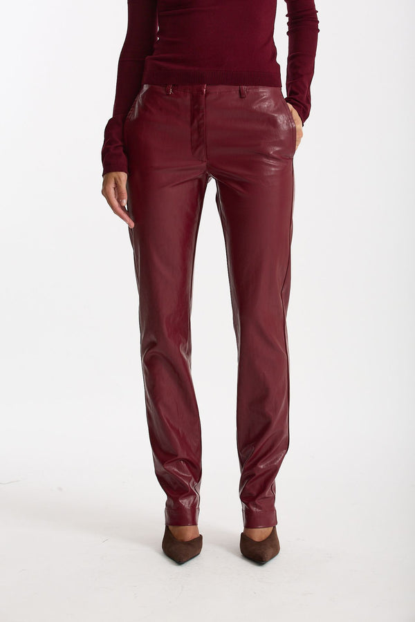 Pantalone slim in ecopelle bordeaux women Federica tosi