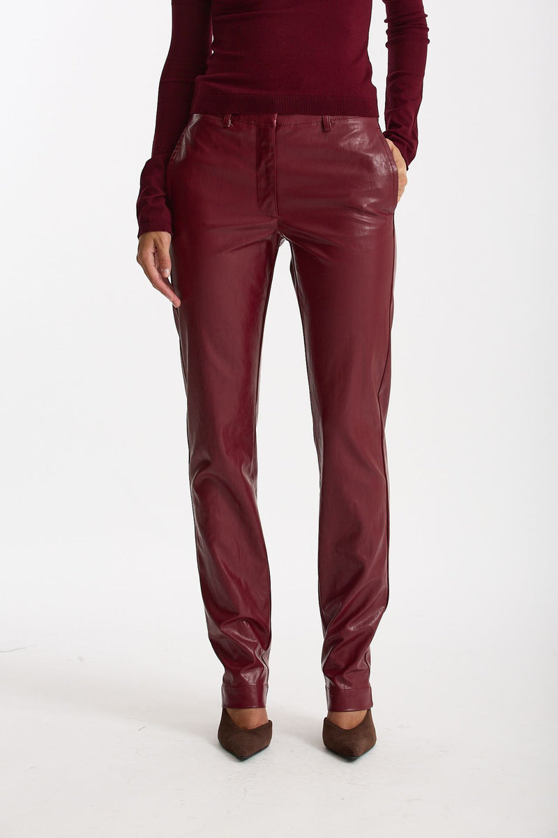 Pantalone slim in ecopelle bordeaux women Federica tosi - 2