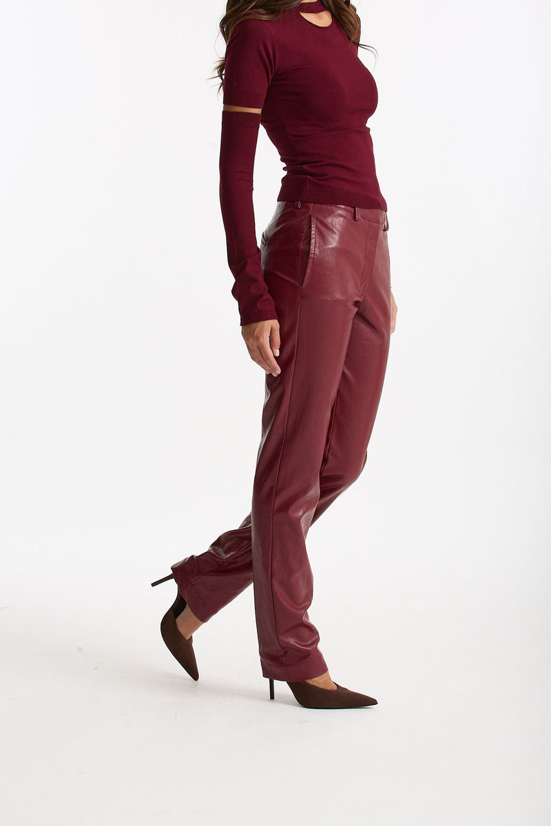 Pantalone slim in ecopelle bordeaux women Federica tosi - 4