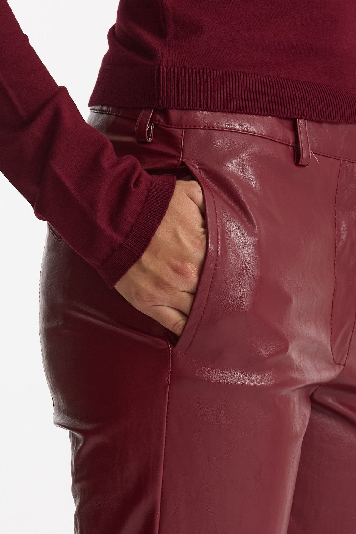 Pantalone slim in ecopelle bordeaux women Federica tosi - 5