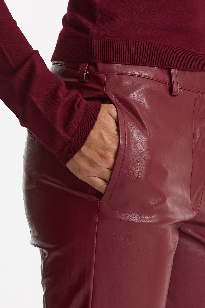 Pantalone slim in ecopelle bordeaux women Federica tosi - 5