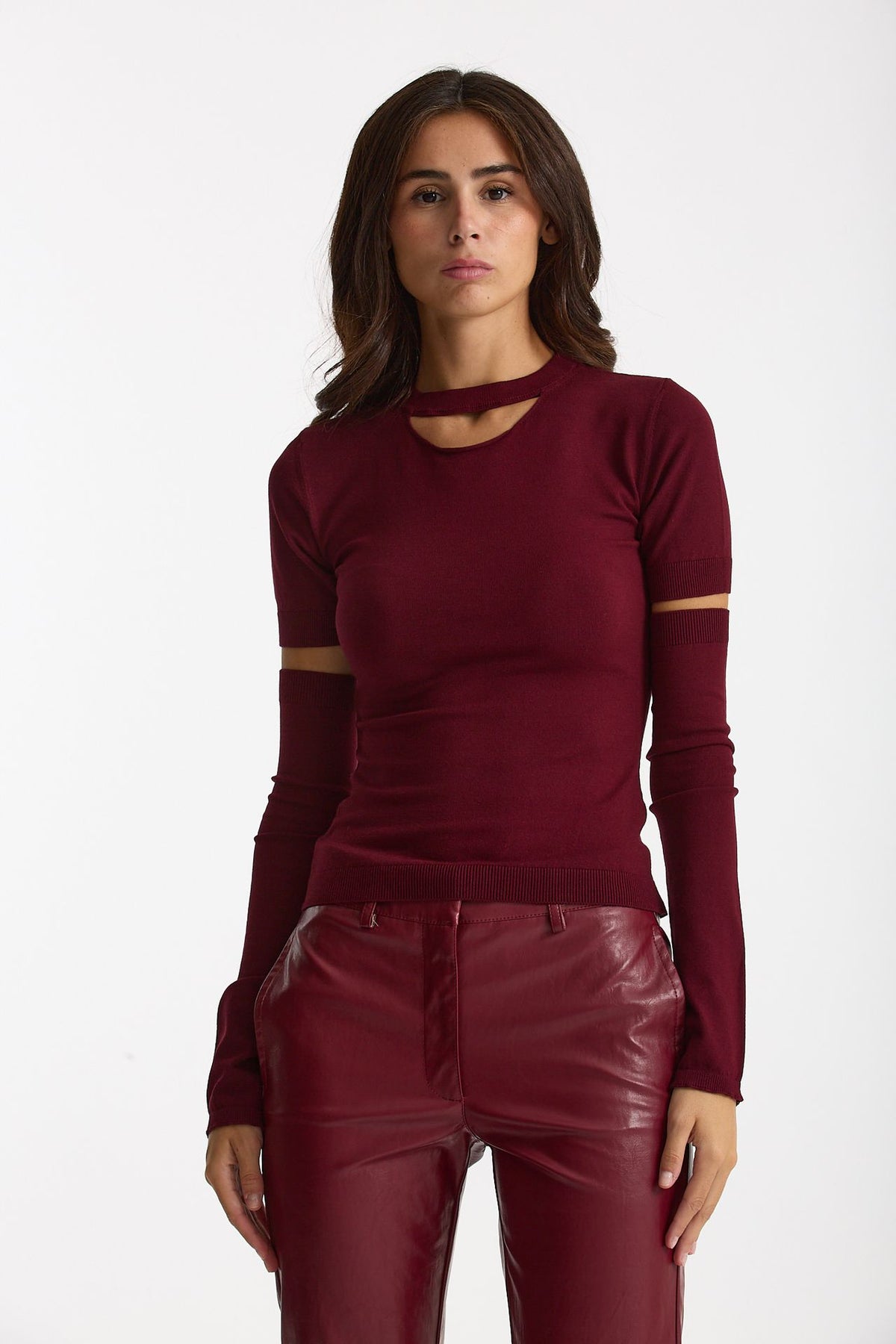Maglia con manicotti bordeaux women Federica tosi - 1