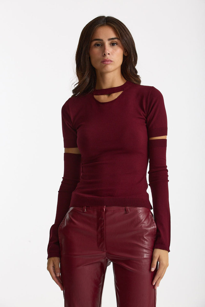Maglia con manicotti bordeaux women Federica tosi - 1
