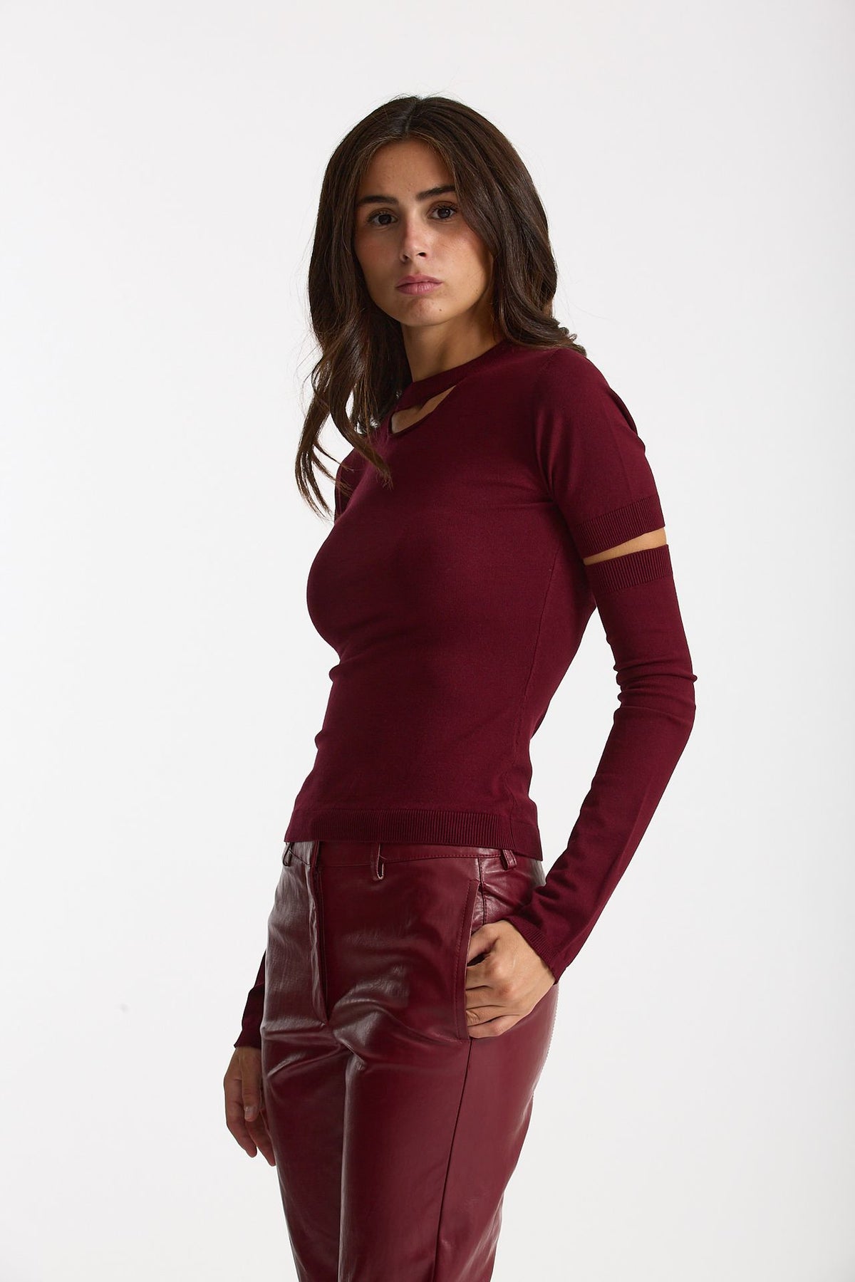 Maglia con manicotti bordeaux women Federica tosi - 3