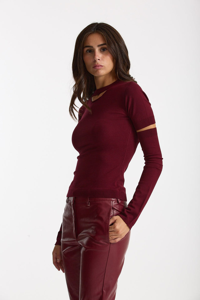 Maglia con manicotti bordeaux women Federica tosi - 3