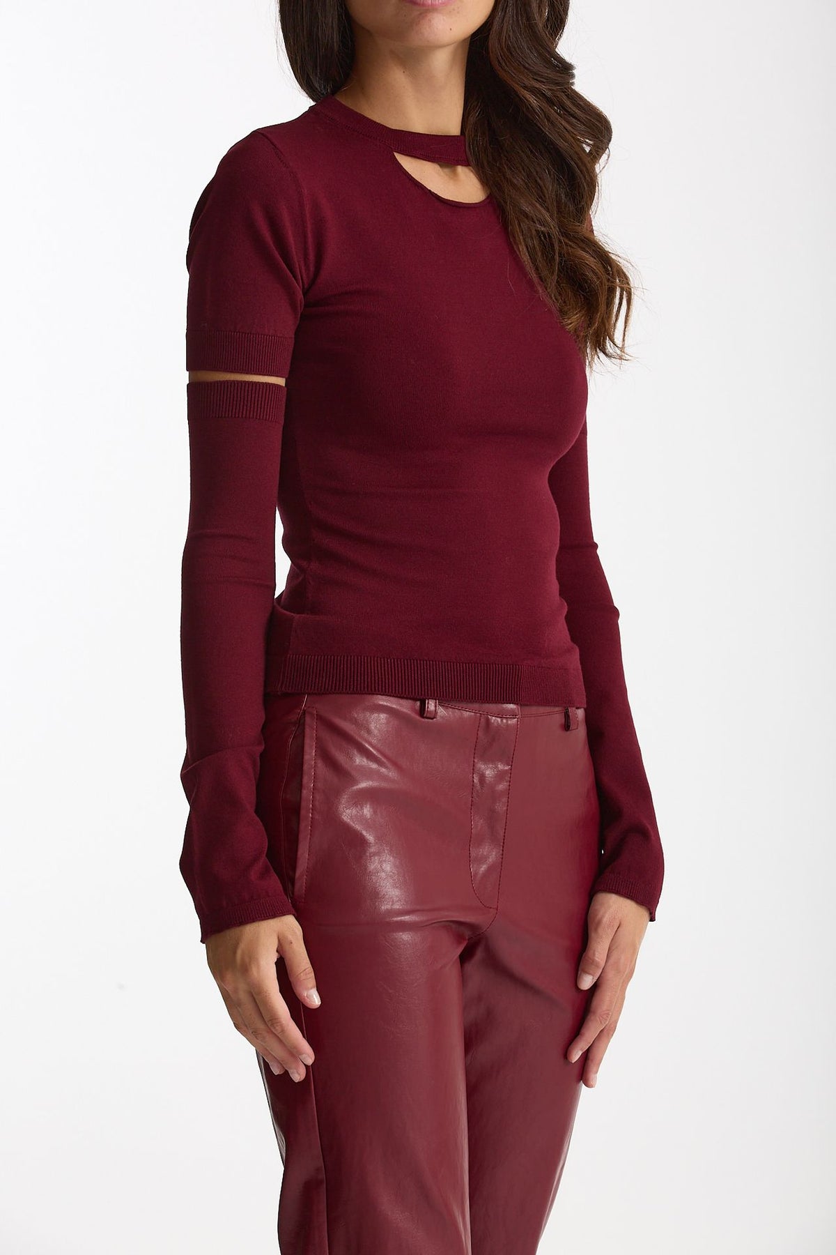 Maglia con manicotti bordeaux women Federica tosi - 5
