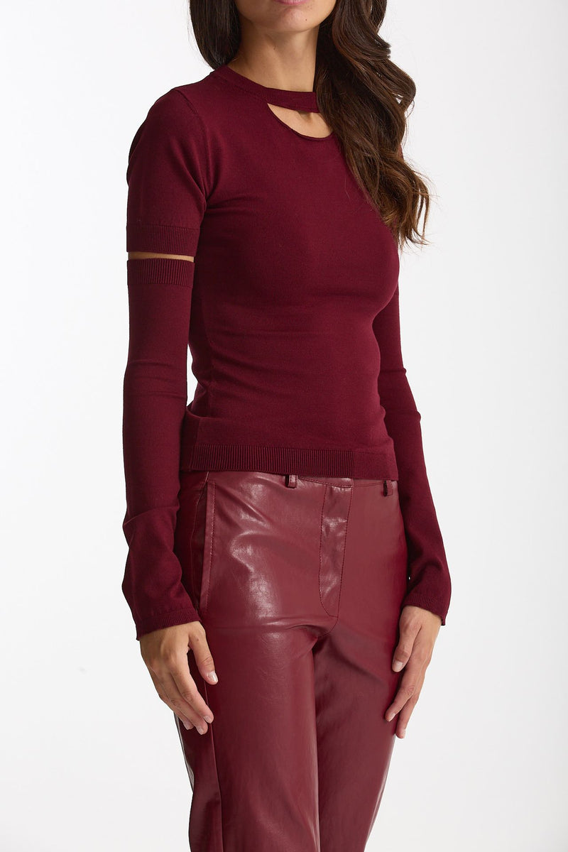 Maglia con manicotti bordeaux women Federica tosi - 5