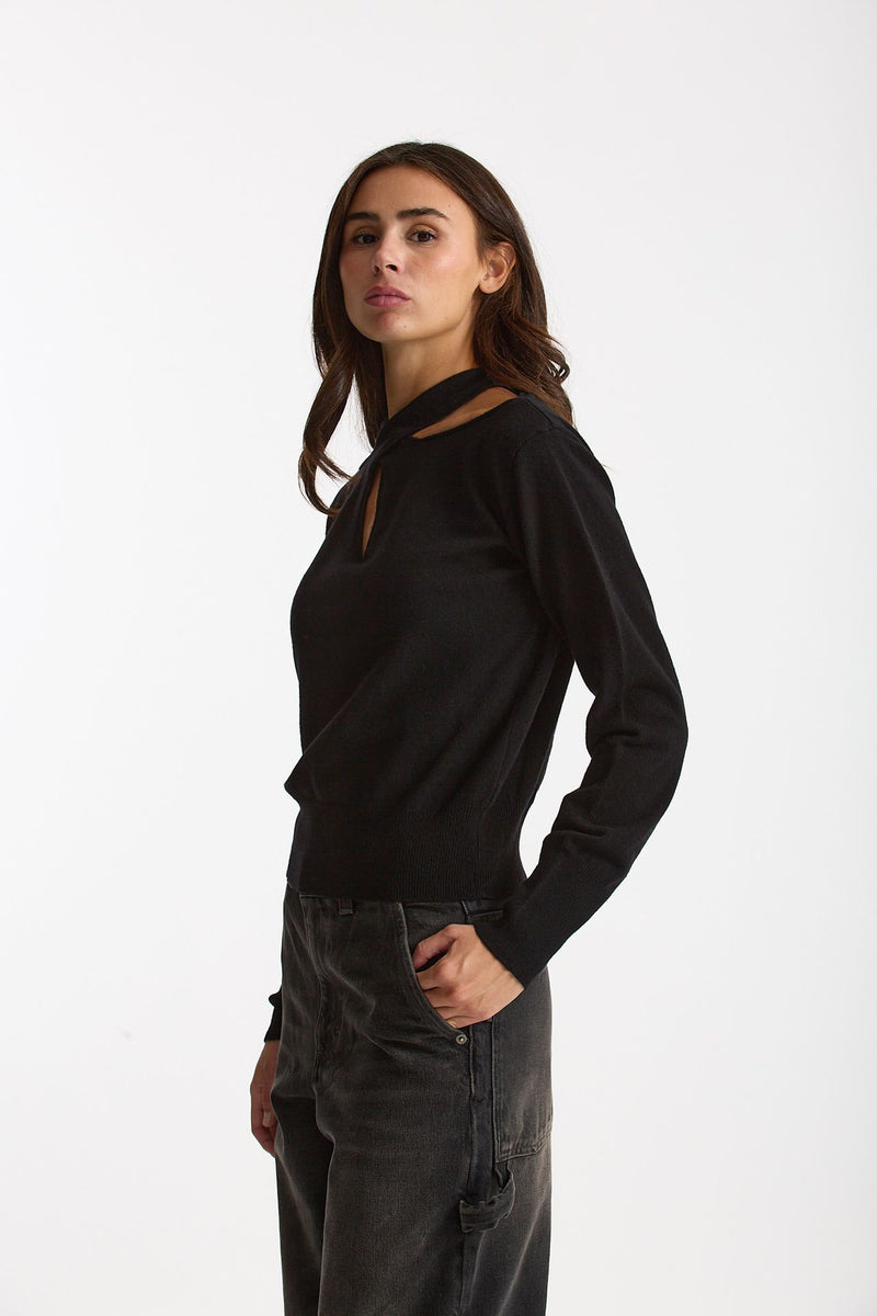 Maglia incrociata lana/cashmere nero women Federica tosi - 2