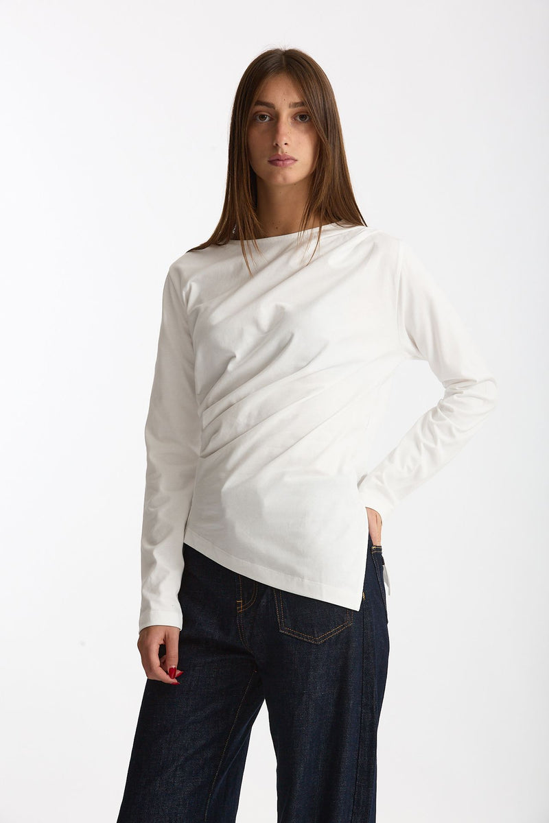 T-shirt asimmetrica bianco women Woc - 4