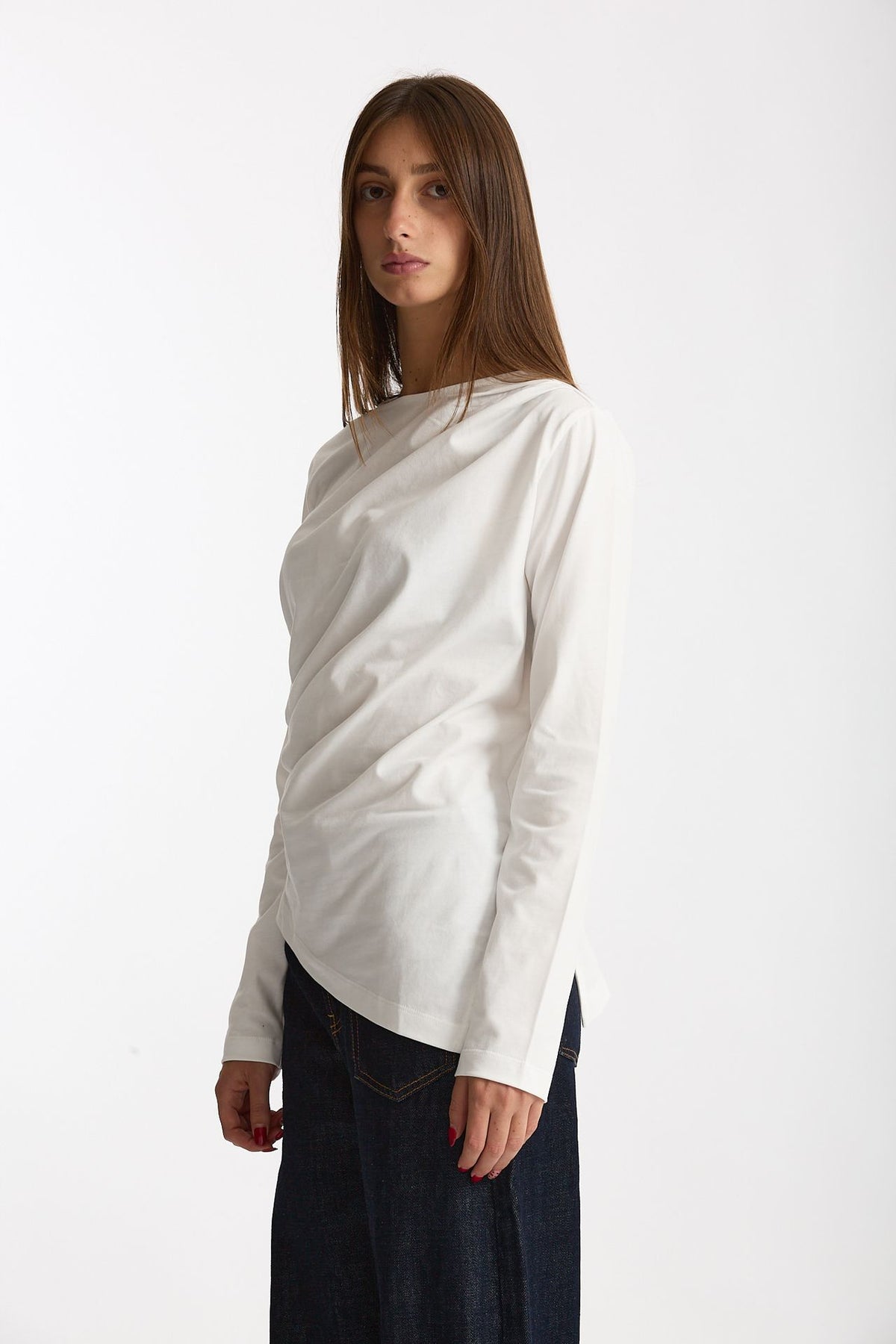 T-shirt asimmetrica bianco women Woc - 2