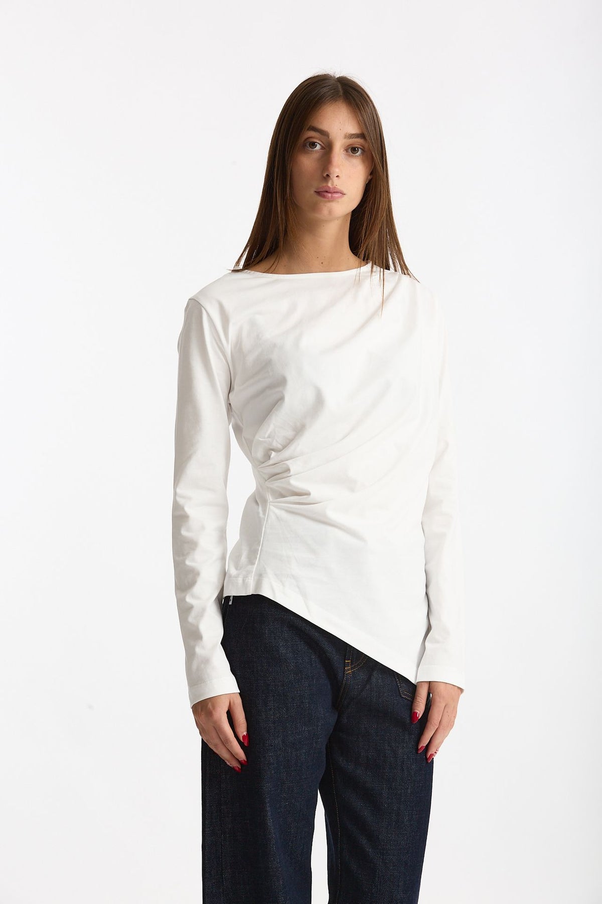 T-shirt asimmetrica bianco women Woc - 3